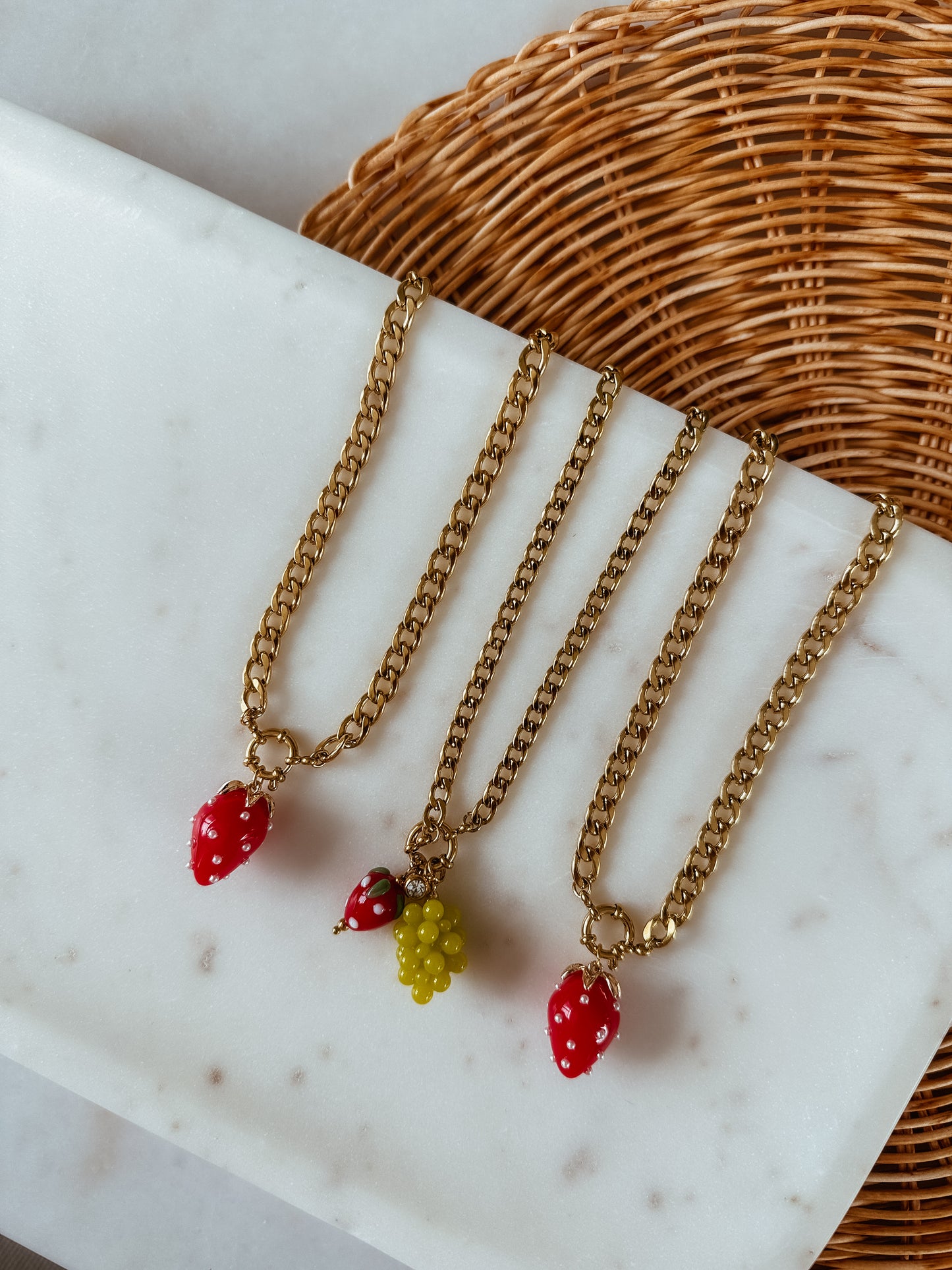 Strawberry Cuban Necklace