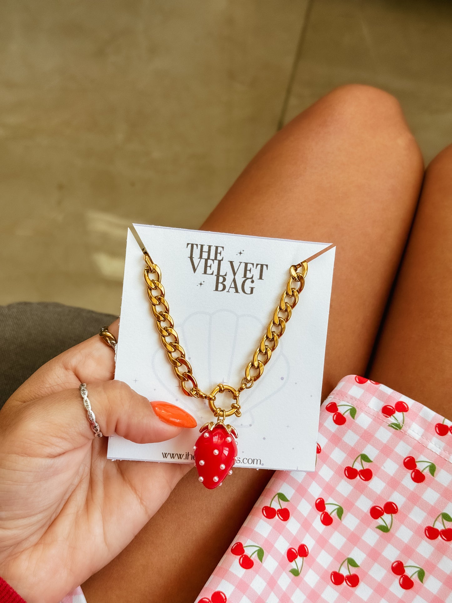 Big Strawberry Cuban Necklace