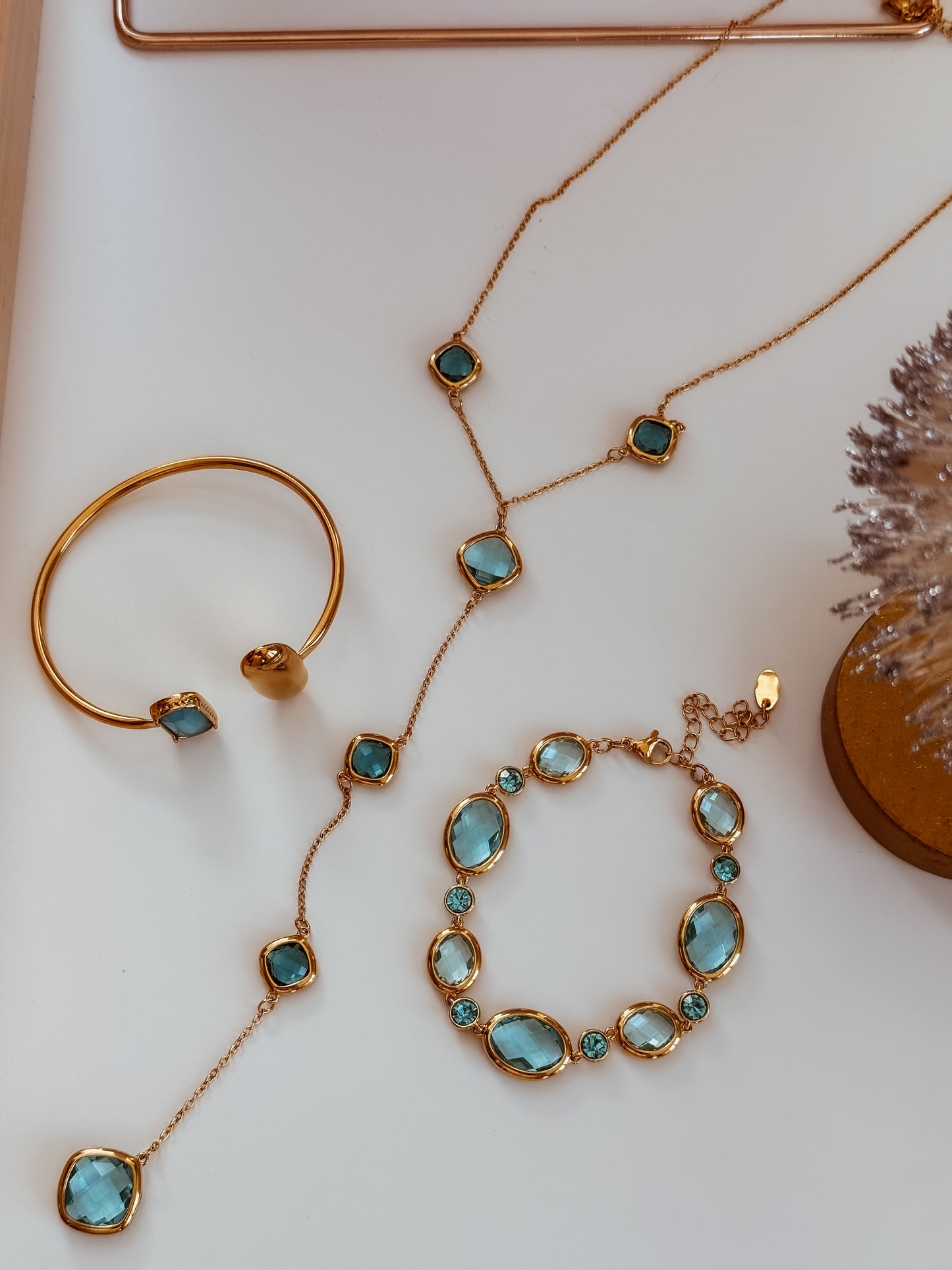 Aqua Long Crystal Necklace