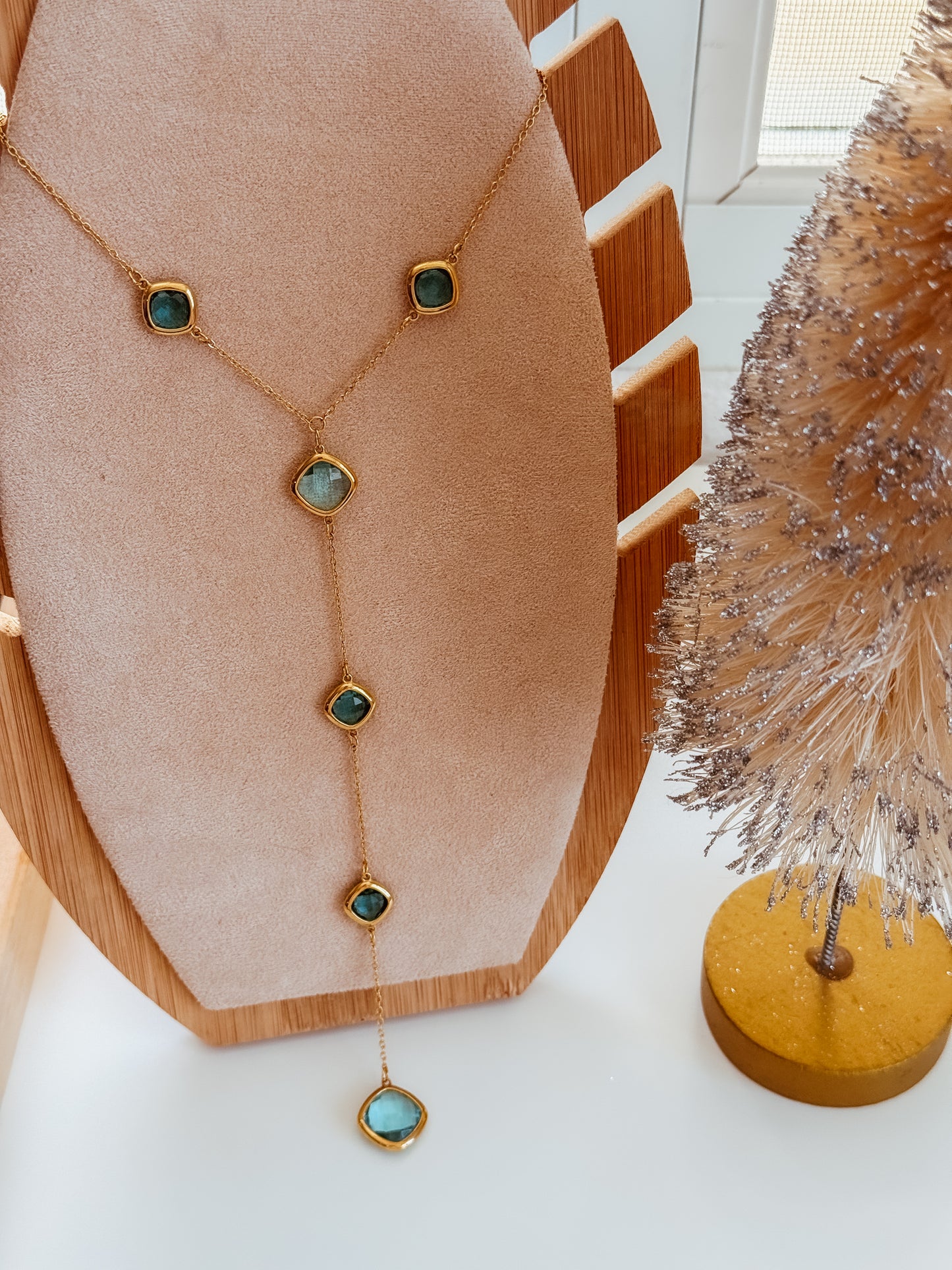 Aqua Long Crystal Necklace