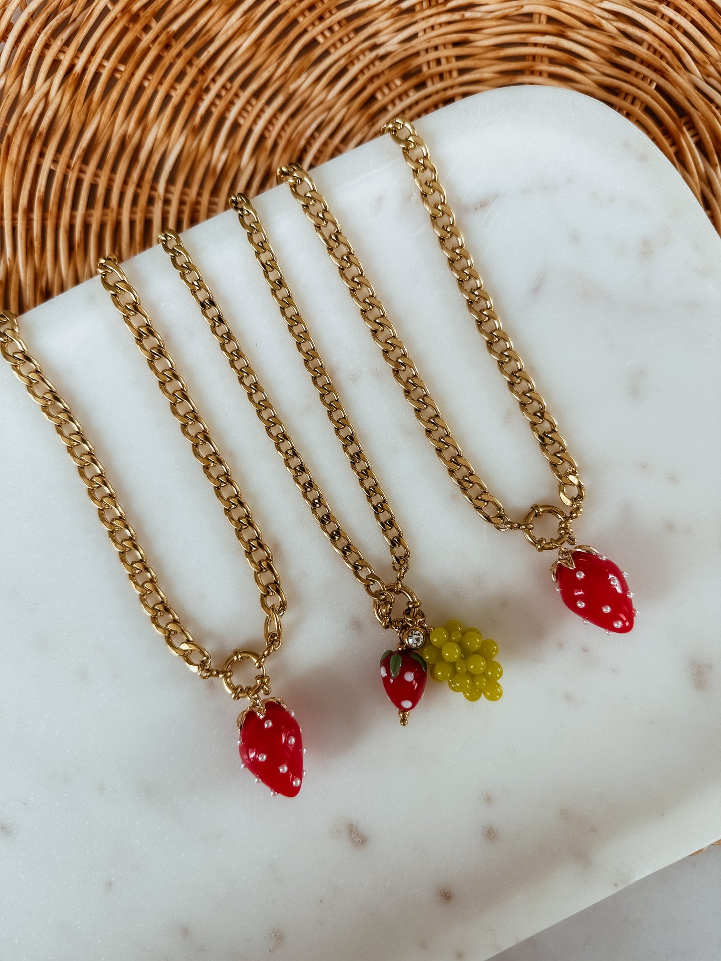 Strawberry Cuban Necklace