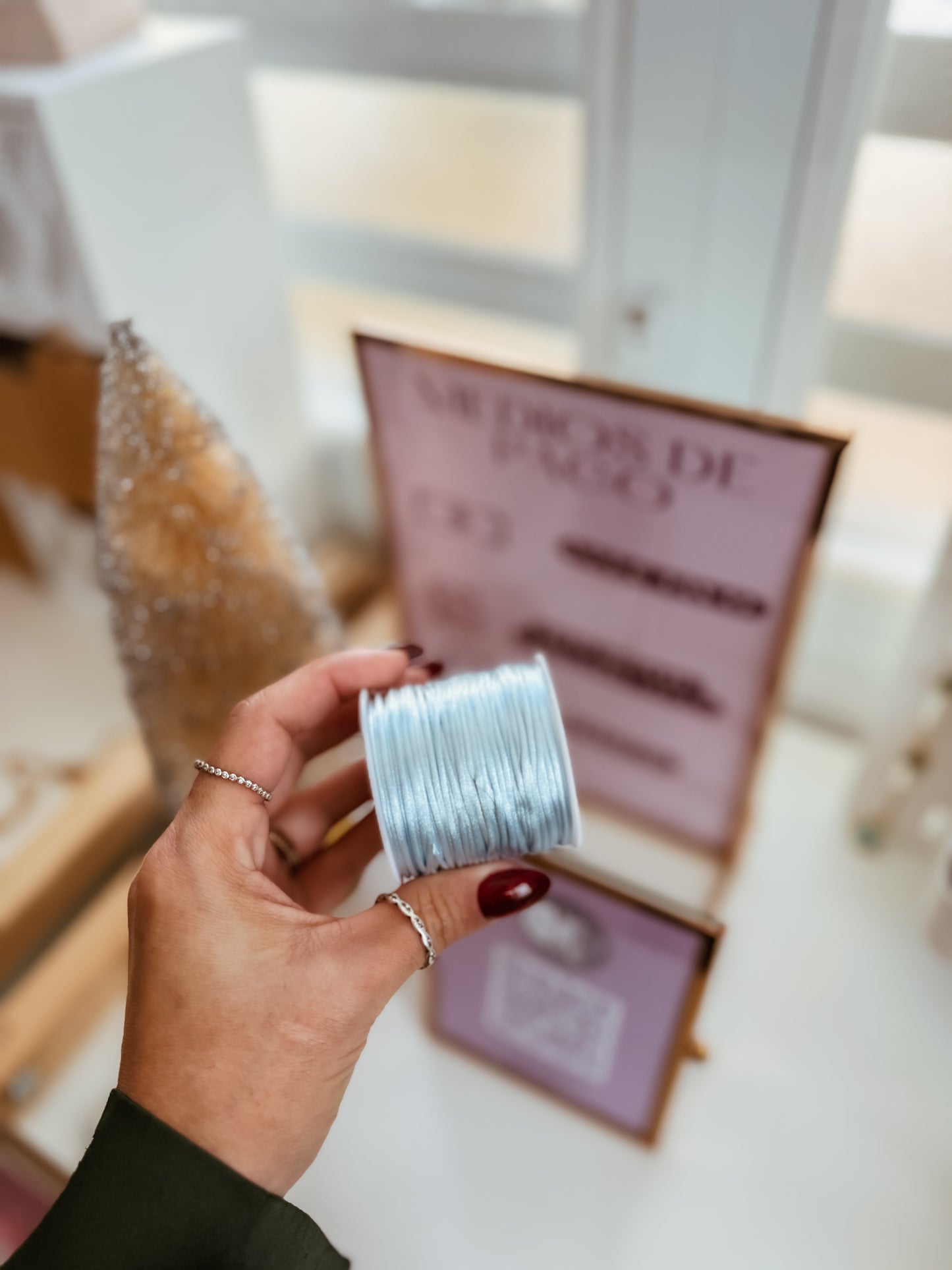 Bubble initial satin bracelet