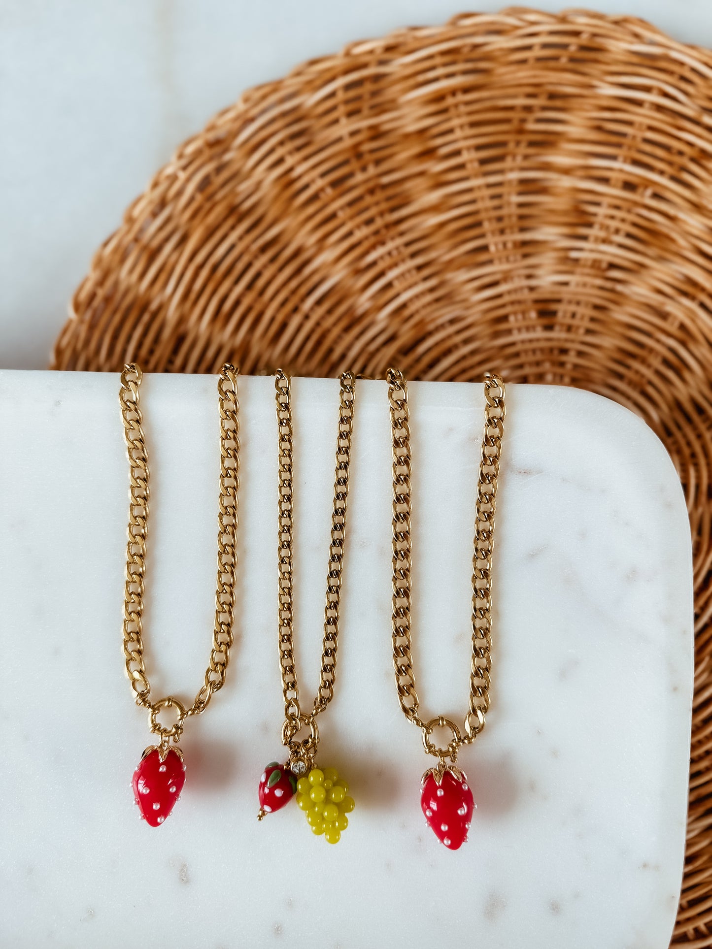 Strawberry Cuban Necklace