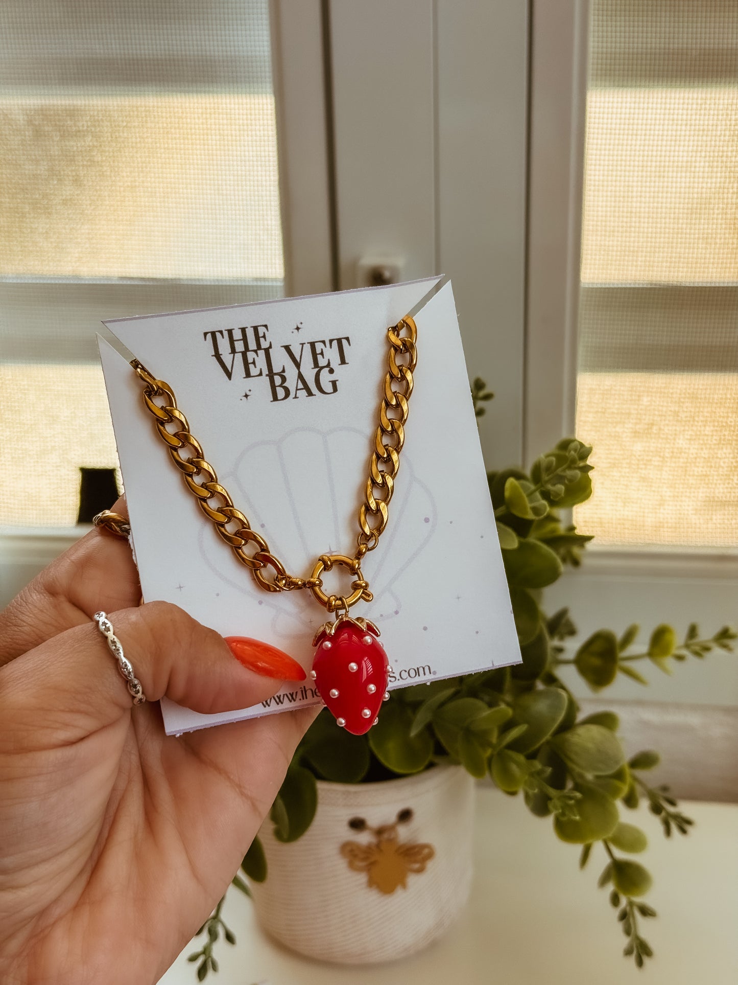 Big Strawberry Cuban Necklace