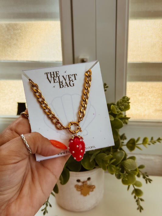 Big Strawberry Cuban Necklace