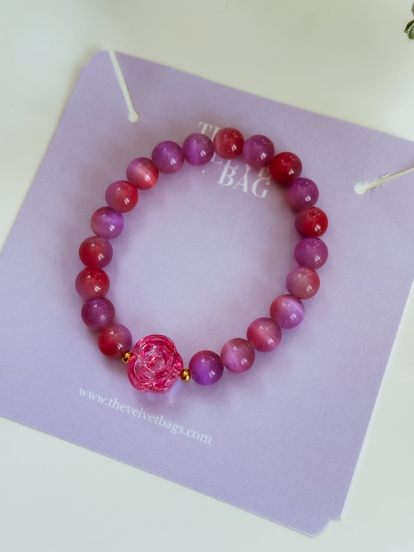Pink rose elastic bracelet