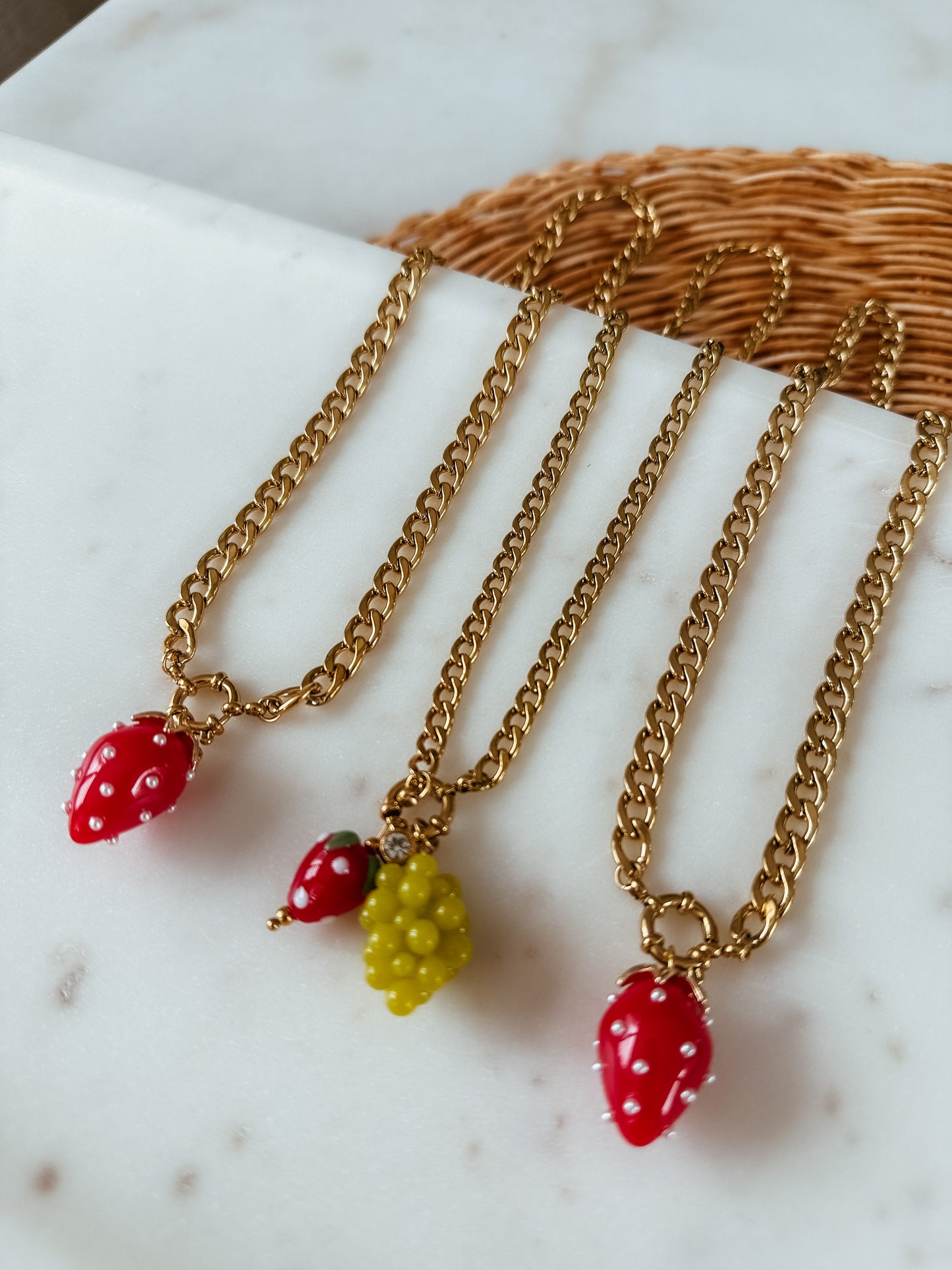 Strawberry Cuban Necklace