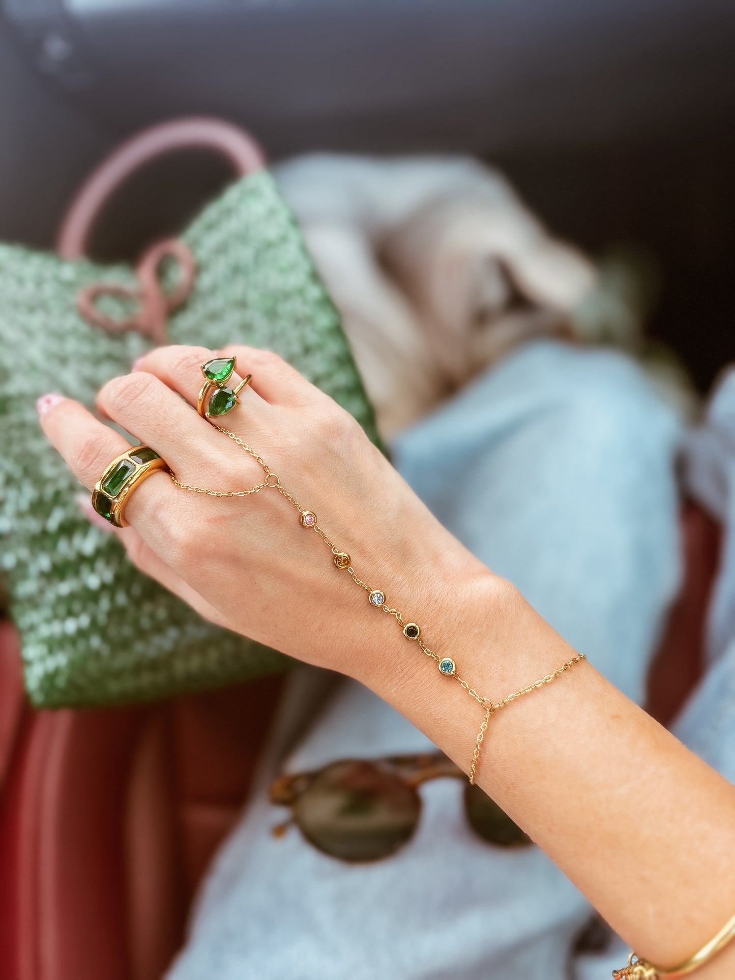 Rainbow handchain bracelet