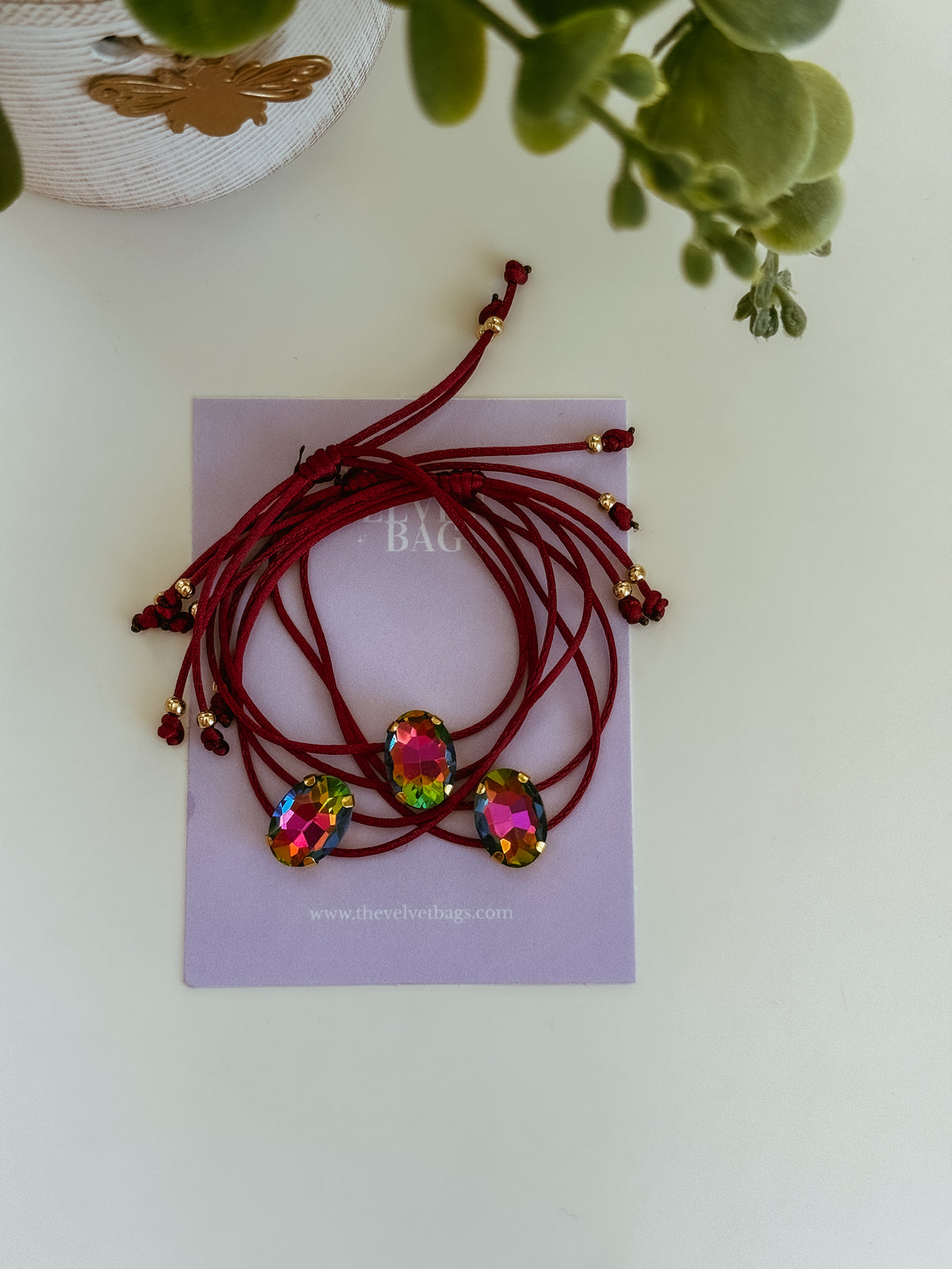 Whimsical- wine  Bracelet (oval gem)
