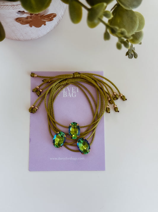 Whimsical- green bracelet (oval gem)