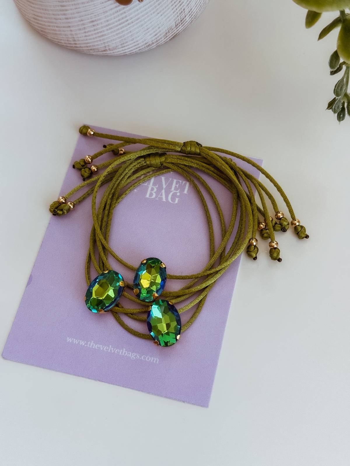 Whimsical- green bracelet (oval gem)