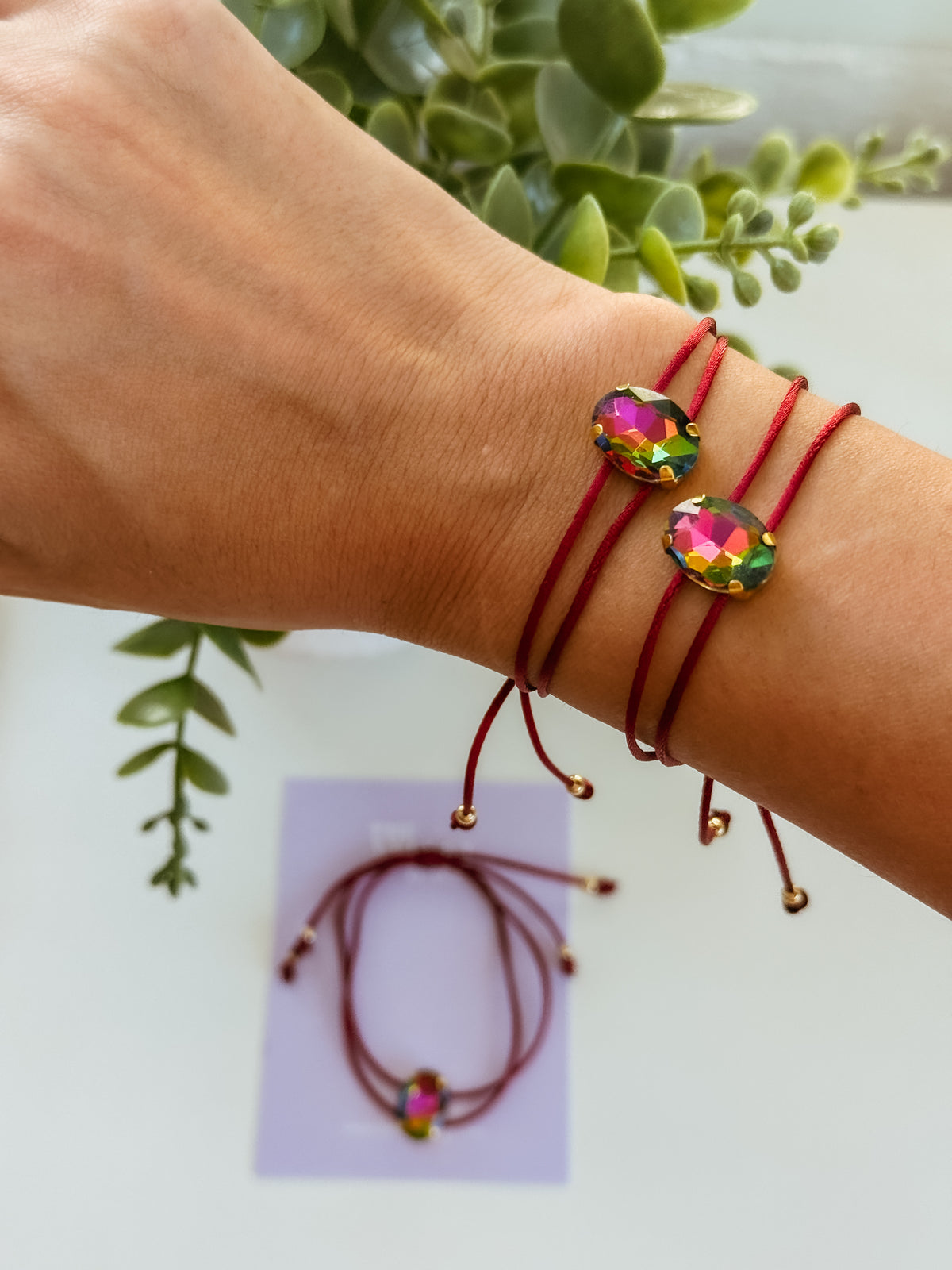 Whimsical- wine  Bracelet (oval gem)