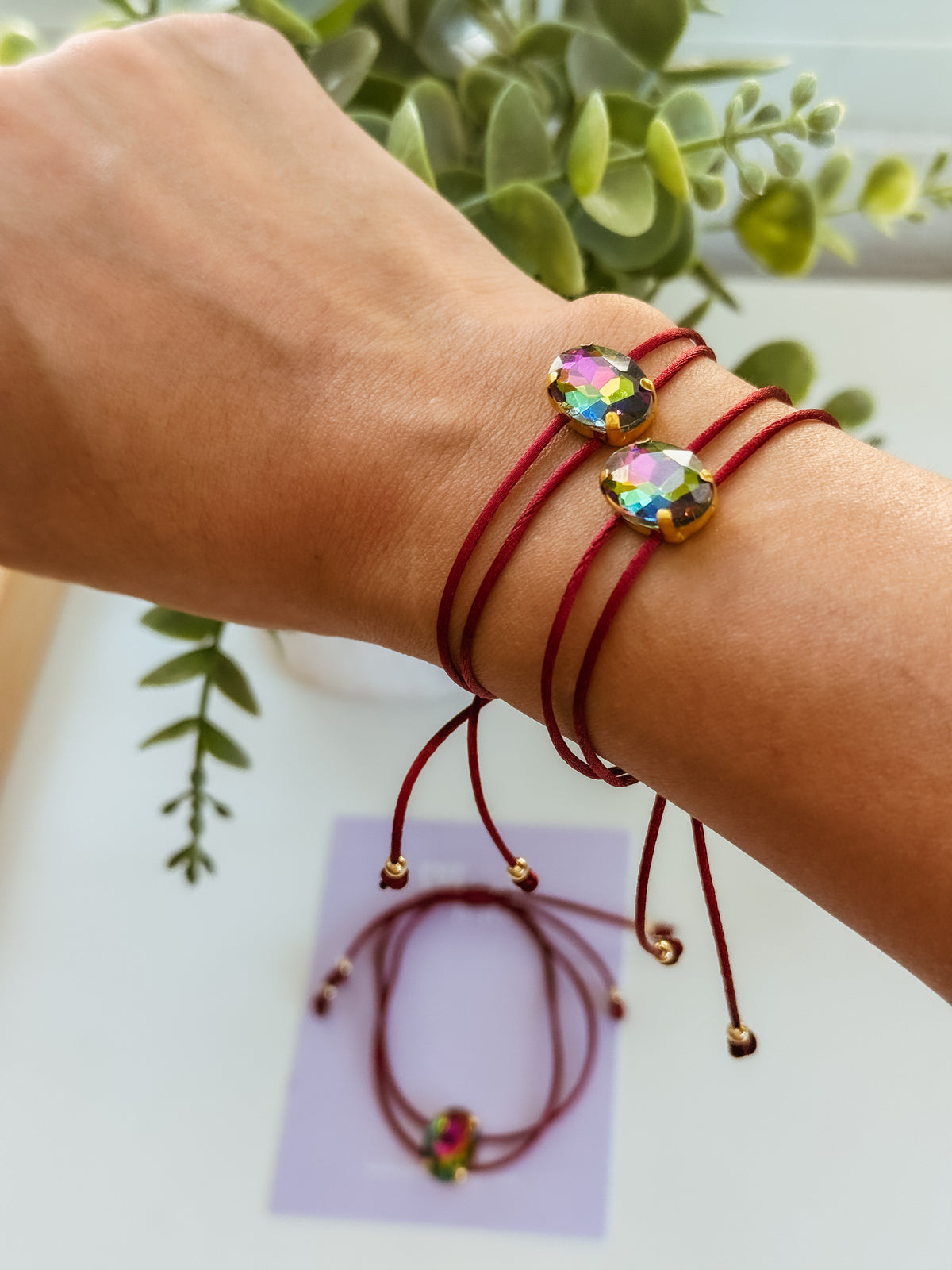 Whimsical- wine  Bracelet (oval gem)